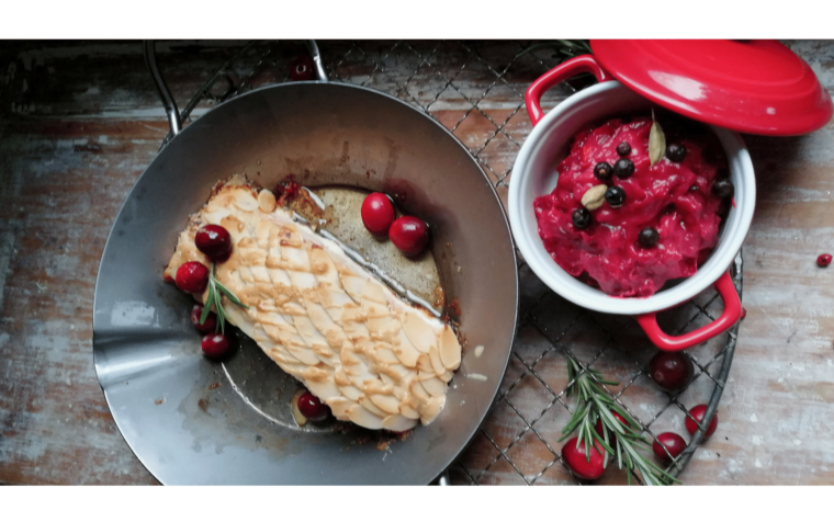 Ryba w płatkach migdałowych z żurawiną